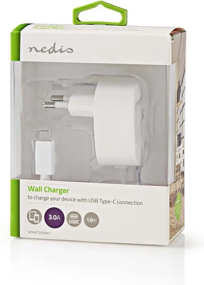 Nedis WCHAC300AWT Oplader 15W - USB-C - 1.5m Wit - afbeelding 6 van 6