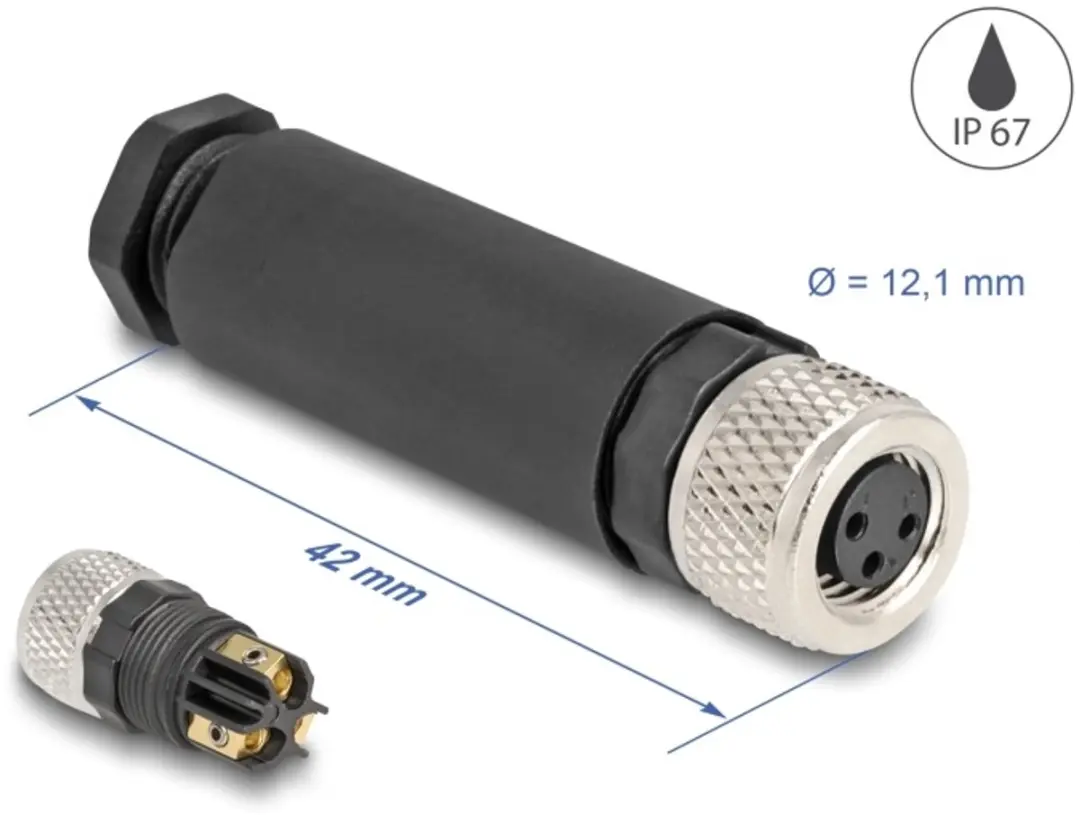 Delock M8 Connector A-coded 3-polig Vrouwelijk