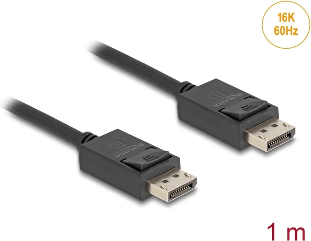 Delock DisplayPort Kabel DP2.1a 16K 60Hz 80Gbit/s 1m - Zwart
