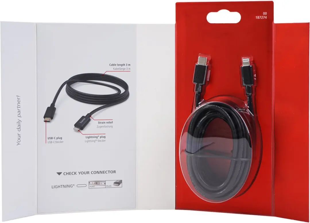 Hama 3M USB-C to Lightning Charging & Data Cable