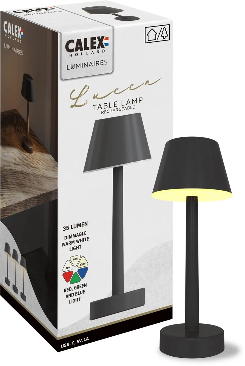 Calex Lucca Oplaadbare Tafellamp