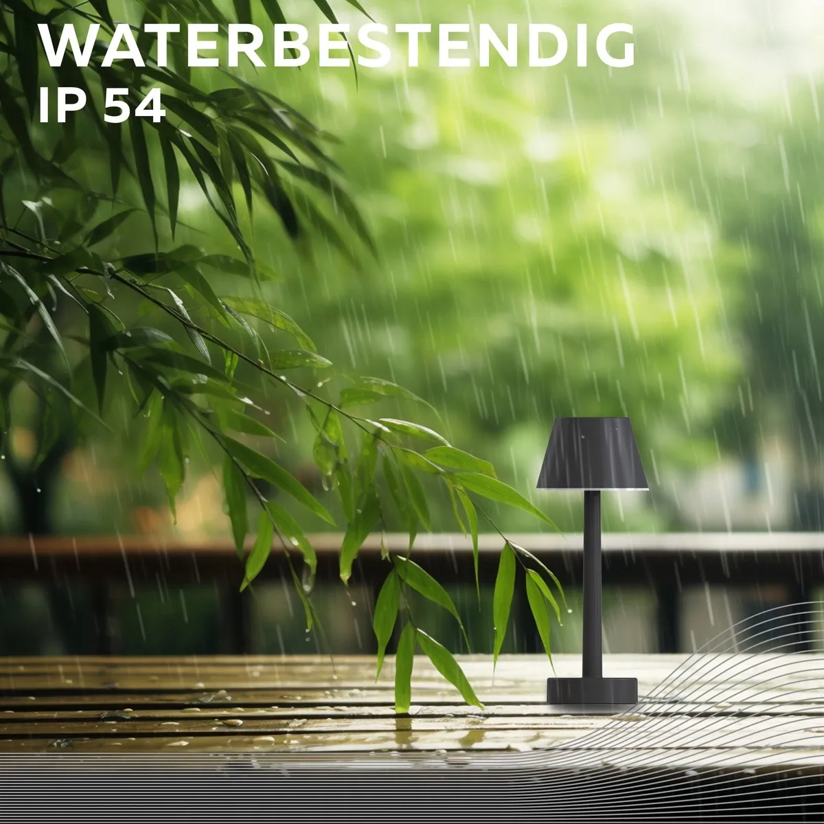 Calex Lucca Oplaadbare Tafellamp - RGBW - Zwart