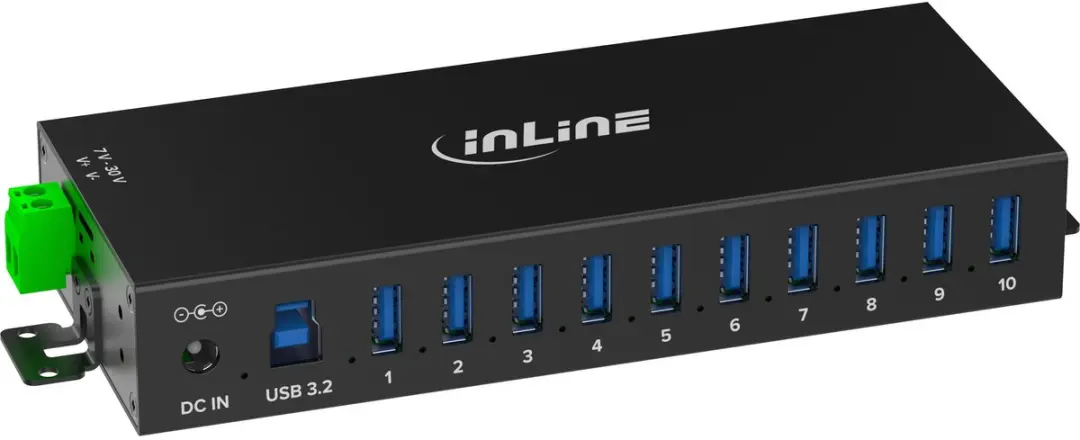 InLine Industriële USB Hub 10x USB-A 5Gbps 60W