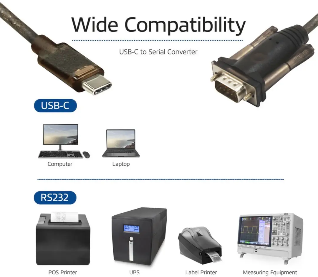 ACT AC6002 USB-C RS232 Adapter - 1,5m - Zwart