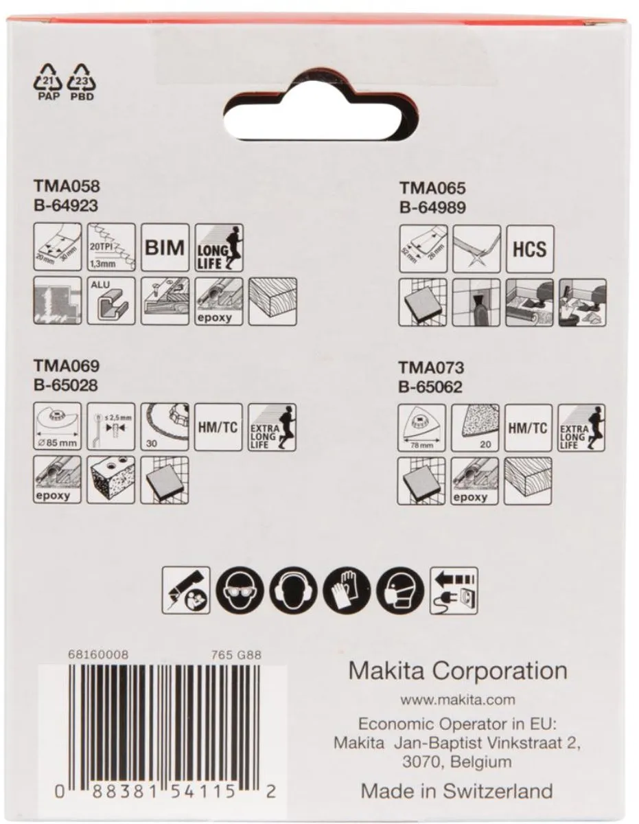 Makita B-67496 Tegelset Zaagbladset - 4-delig