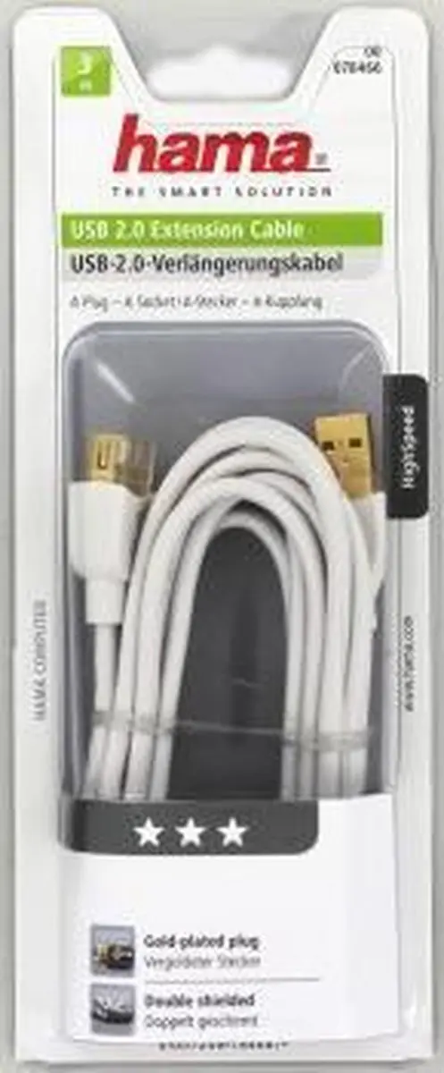 Hama USB A-Plug naar Jack 3M Kabel - Wit