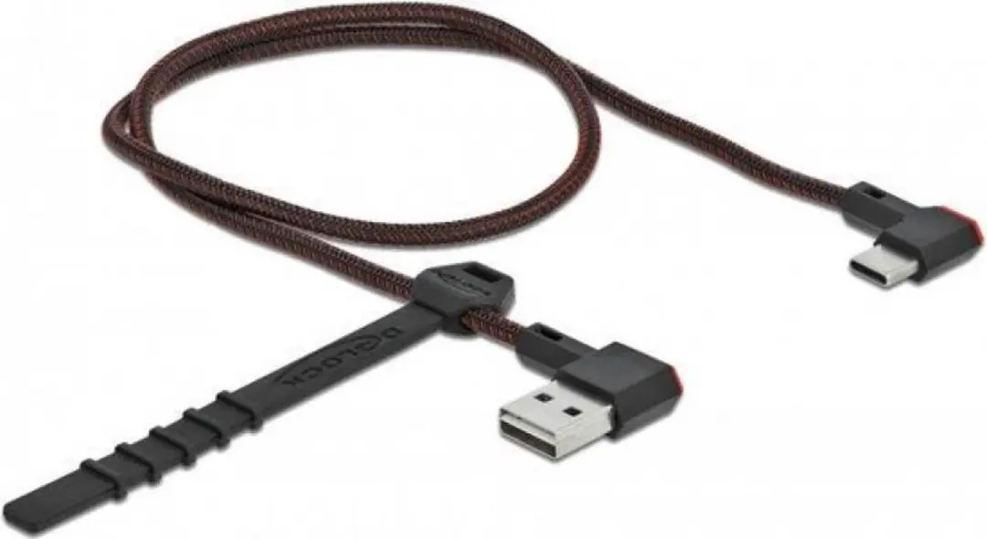 Delock USB-C naar Easy-USB-A Kabel 0,5m - Haaks - USB2.0 - 18W - Zwart/Rood