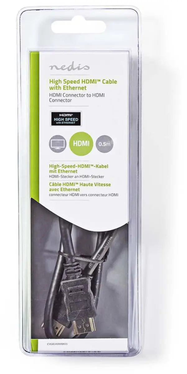 Nedis HDMI-Kabel CVGL34000BK05 4K@30Hz - 0,5m - Zwart - afbeelding 6 van 6