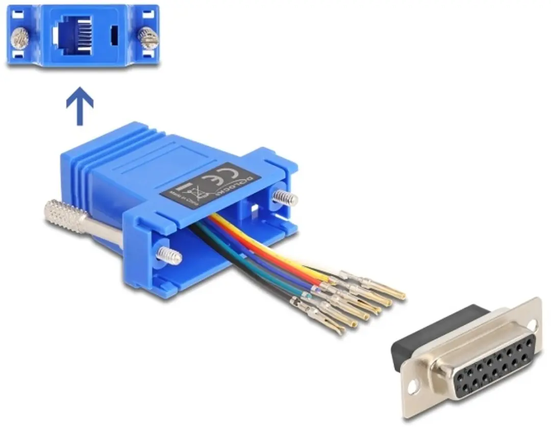 Delock D-Sub 15 pin female to RJ12 female Assembly Kit blue
