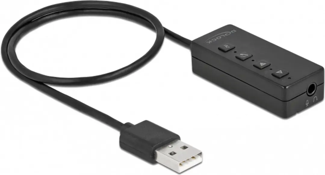 Delock USB Headsetadapter 2x 3.5mm Jack - Zwart