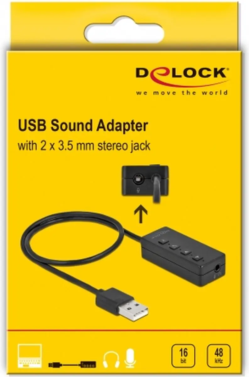 Delock USB Headsetadapter 2x 3.5mm Jack - Zwart
