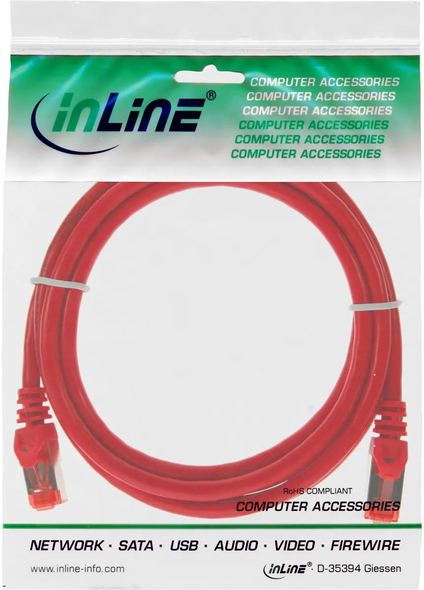 InLine Patchkabel S/FTP Cat.6 250MHz 3m - Rood