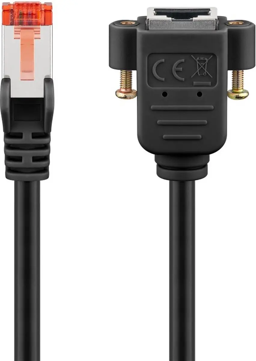 Goobay SFTP CAT6 Netwerkverlengkabel 1m - Inbouwconnector - Zwart