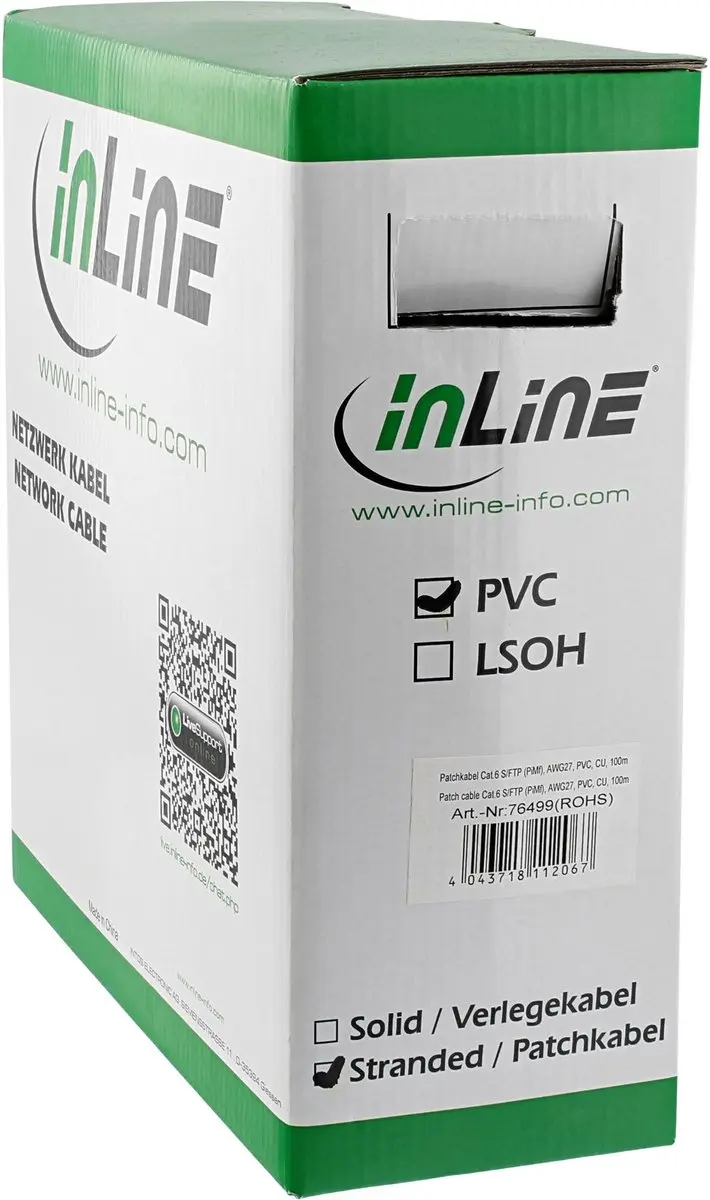 InLine CAT6 S/FTP Patchkabel 100m - Grijs