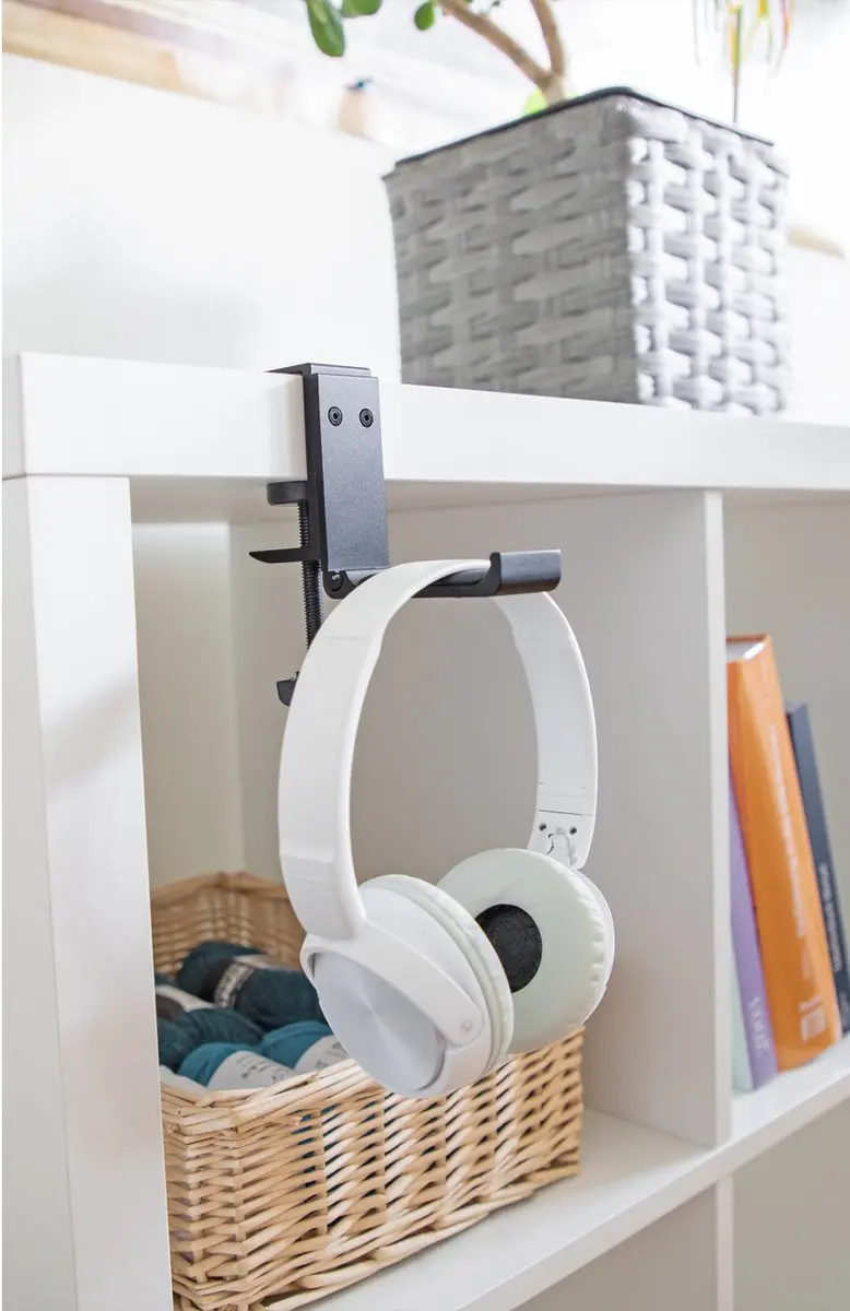 Delock Headphonehouder voor bureau - Aluminium - Zwart