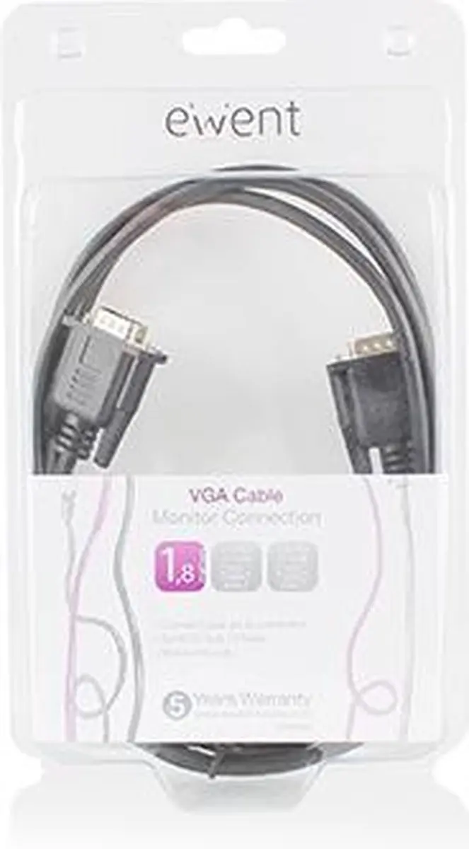 Ewent VGA-kabel 1.8m - Zwart