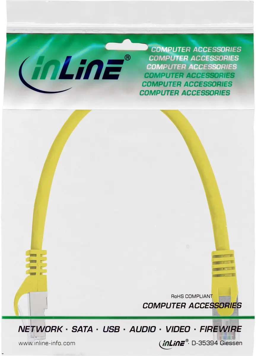 InLine Patchkabel Cat.5e F/UTP Geel 0,3m