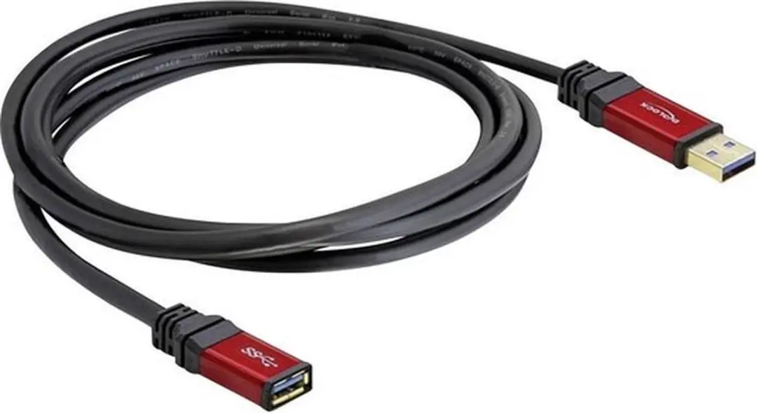 Delock USB 3.0 Verlengkabel 2m - Zwart