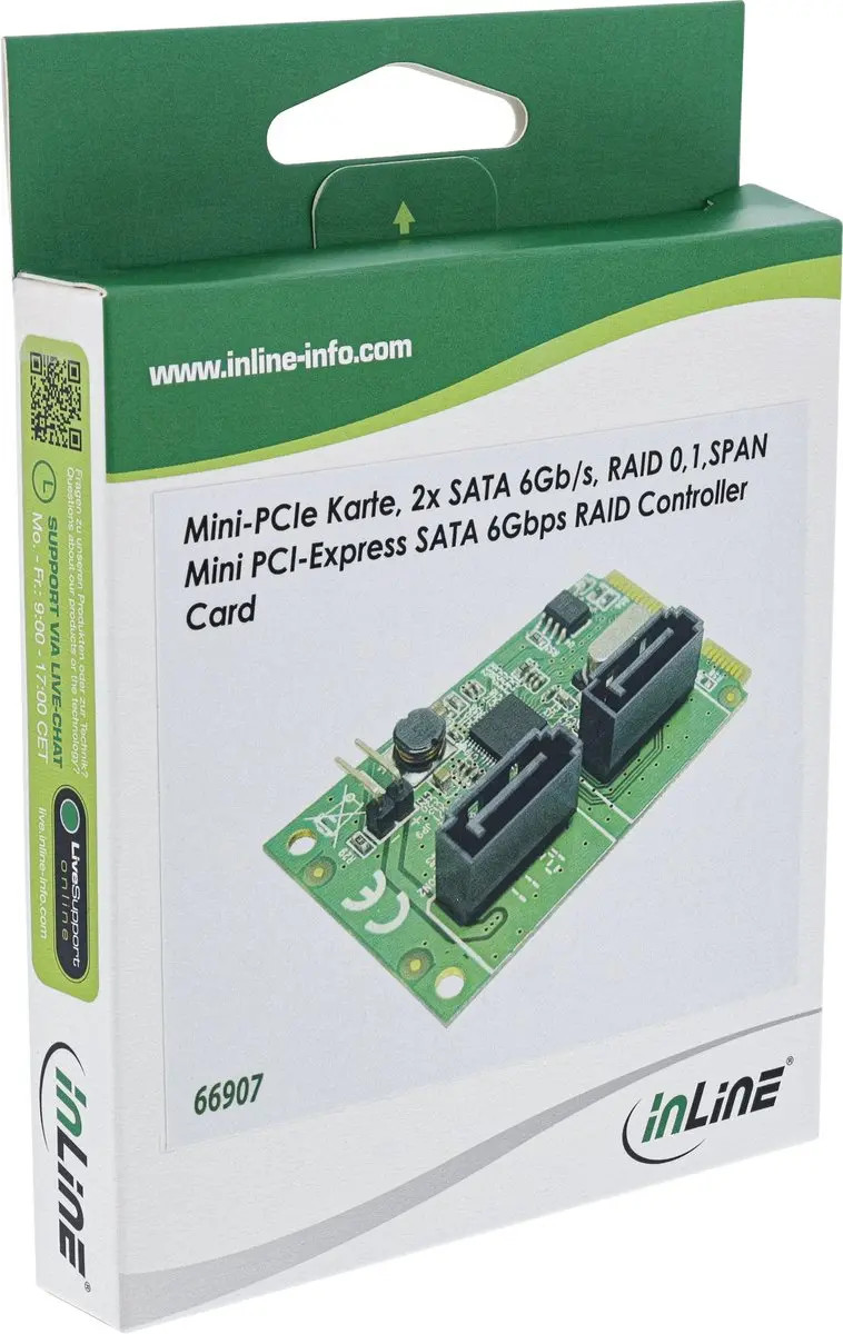 InLine MiniPCIe Kaart INL-66907 - 2x SATA600 RAID