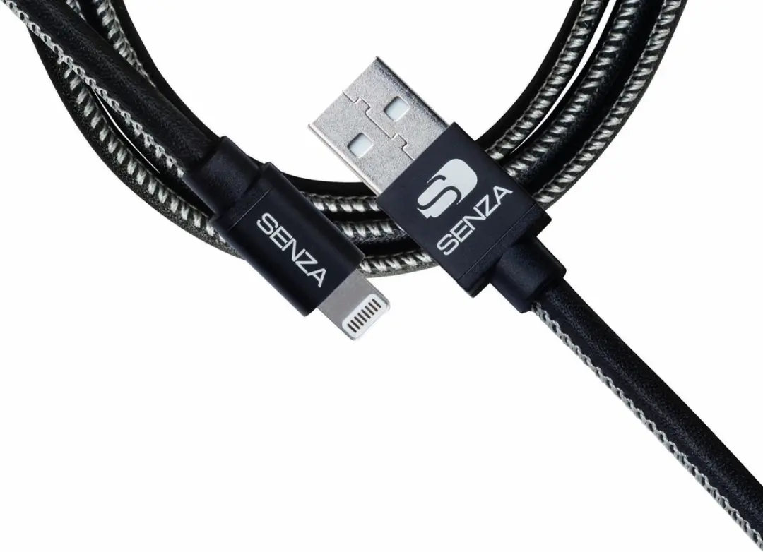 SENZA Premium Leren Apple Lightning Kabel 1.5m - Zwart