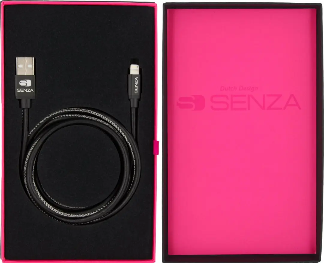 SENZA Premium Leren Apple Lightning Kabel 1.5m - Zwart
