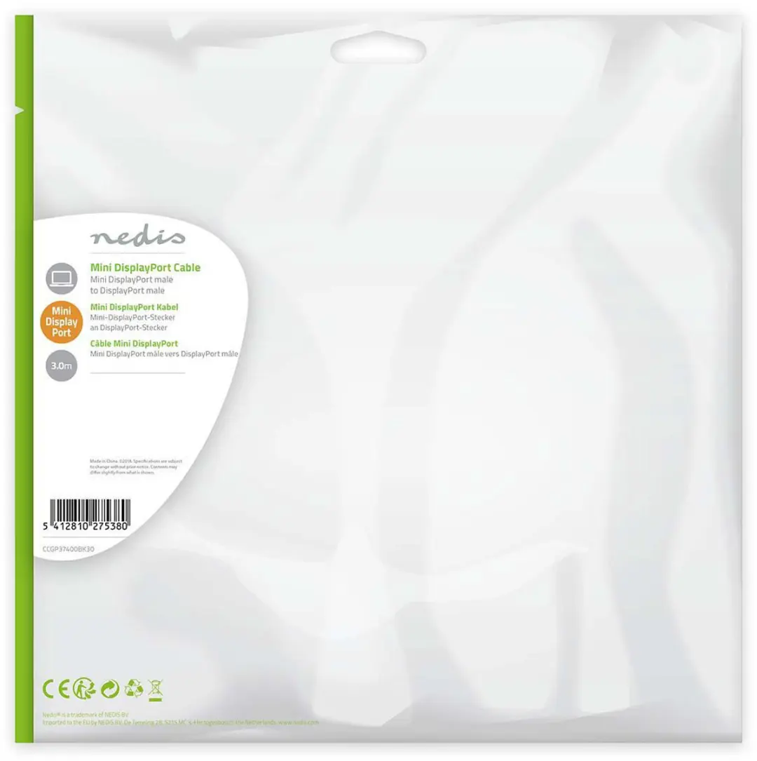 Nedis Mini DisplayPort Kabel 3m - DisplayPort 1.2 - Zwart