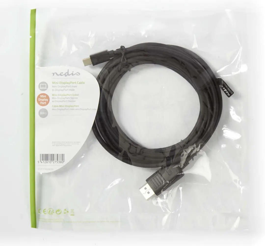 Nedis Mini DisplayPort Kabel 3m - DisplayPort 1.2 - Zwart