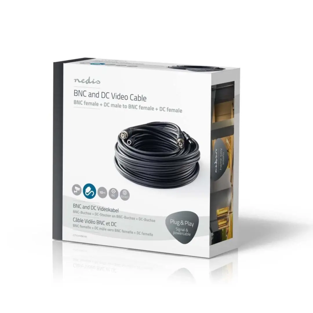 Nedis CCTVCA10BK100 BNC/DC Kabel 10m - Zwart - afbeelding 6 van 6