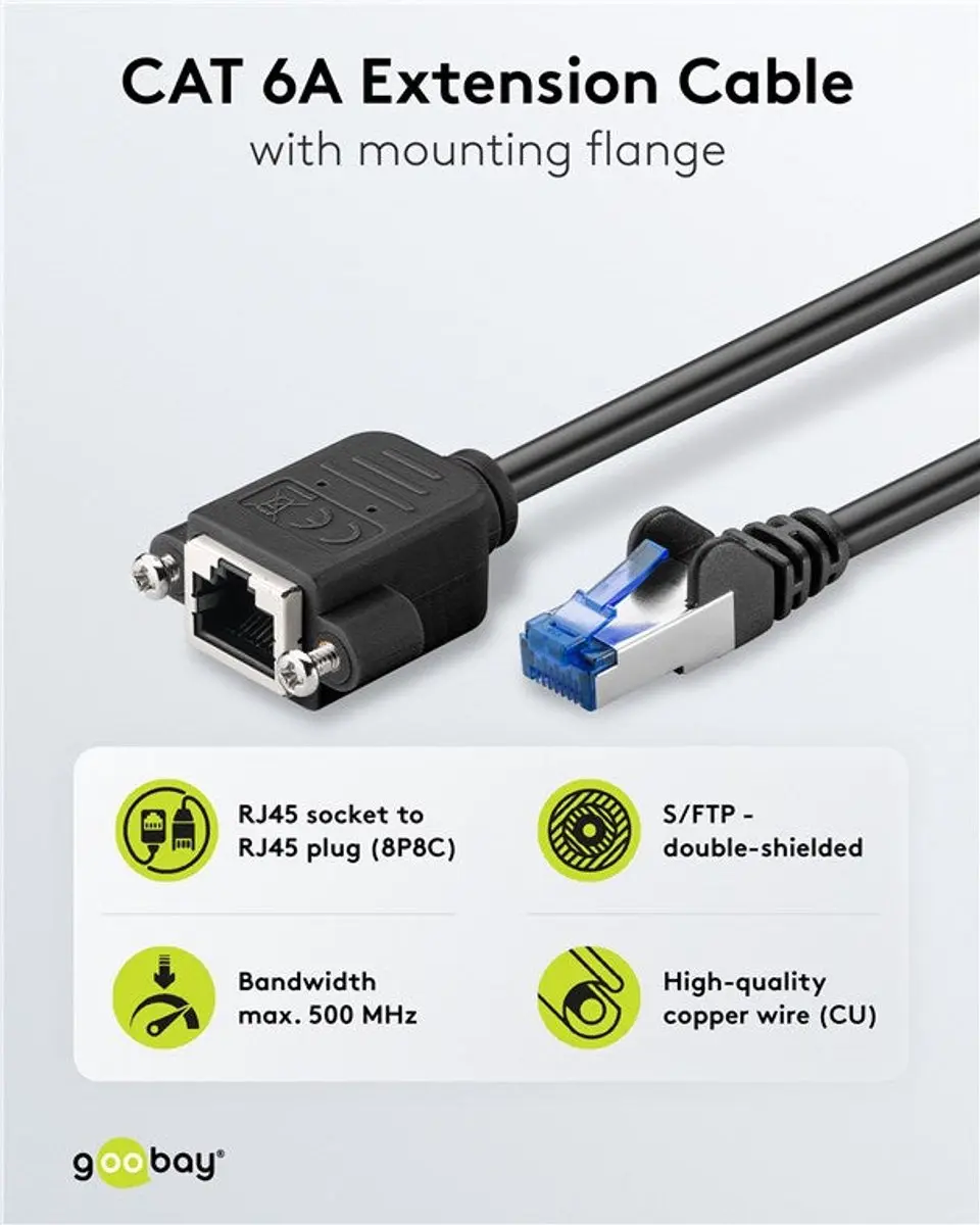Goobay CAT 6a Netwerk Verlengkabel 2m - S/FTP - Zwart