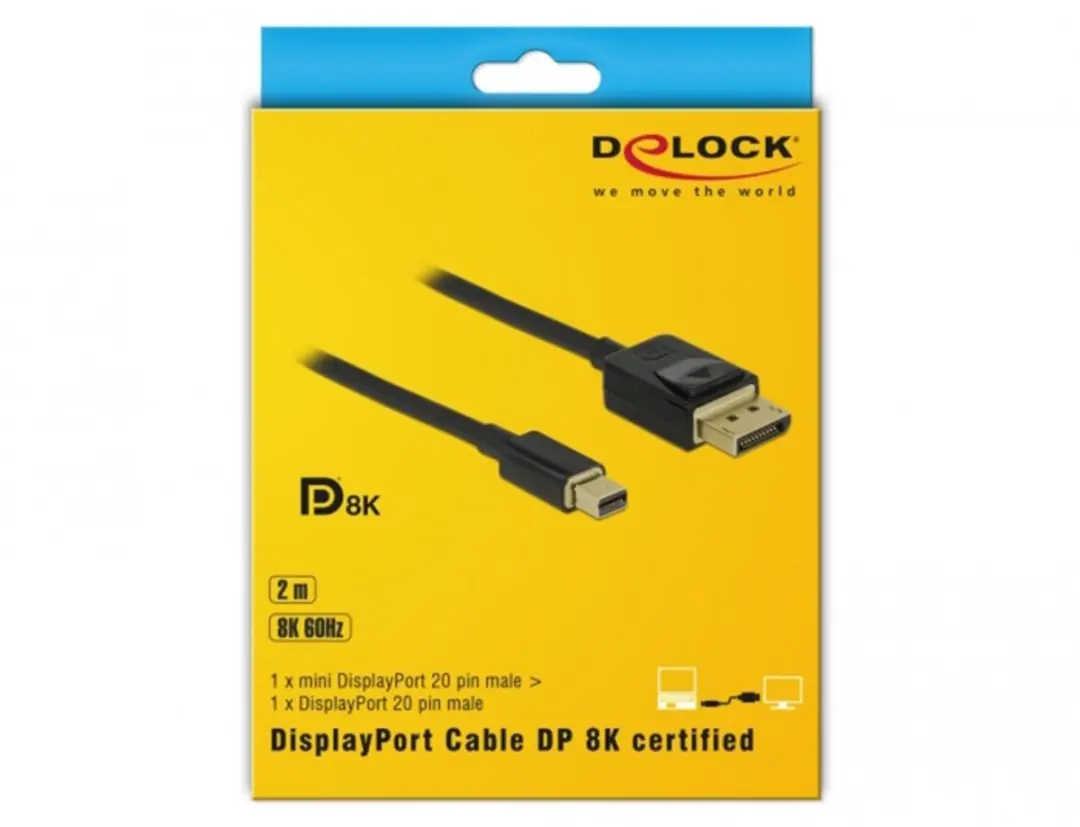 Delock Mini DisplayPort - DisplayPort Kabel 8K 2m - Zwart