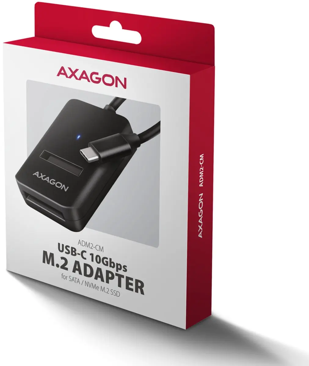 Axagon ADM2-CM USB-C M.2 SSD Adapter - Zwart - afbeelding 2 van 6