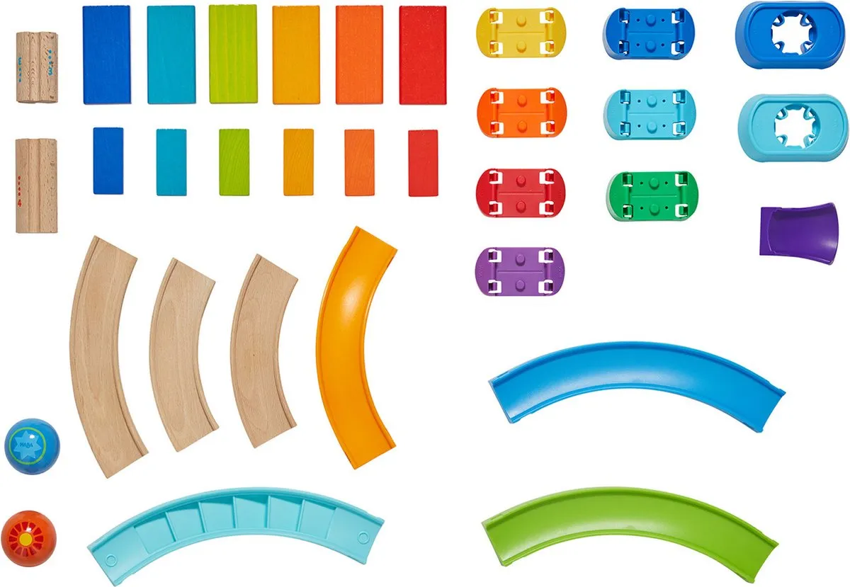 Haba Kullerbu Donut Domino Knikkerbaan - 33 Delen - Kleurrijk