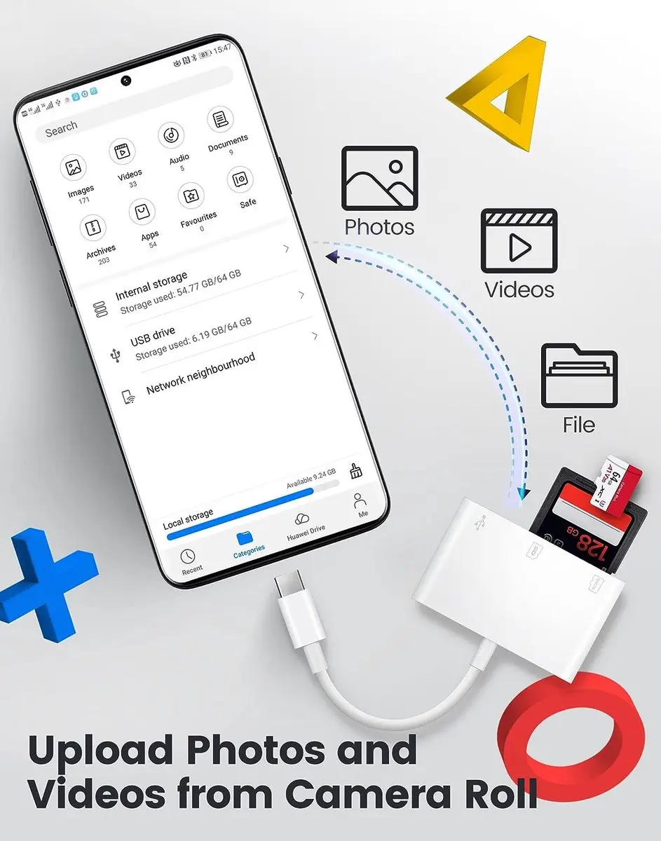 NÖRDIC CRD-023 USB-C Kaartlezer - SD/Micro SD - Wit