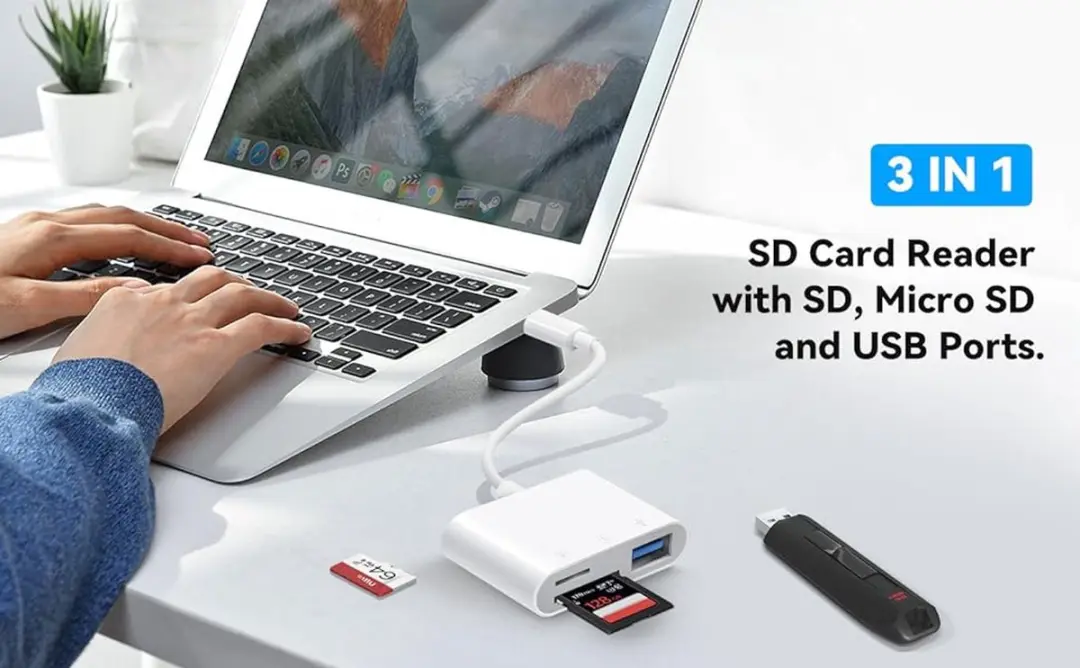 NÖRDIC CRD-023 USB-C Kaartlezer - SD/Micro SD - Wit