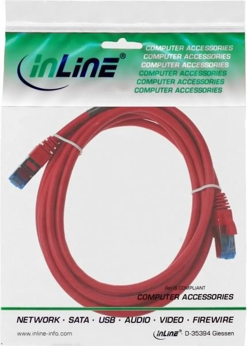 InLine 4043718088829 Netwerkkabel Cat6a S/FTP 2m - Rood