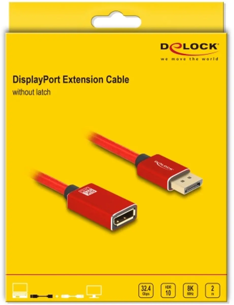 Delock DisplayPort Kabel 8K 60Hz 2m - Rood