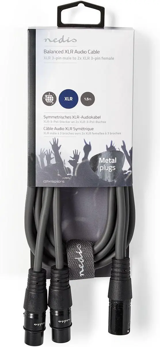 Nedis XLR Audiokabel 1.5m - 2x XLR Female - Donkergrijs