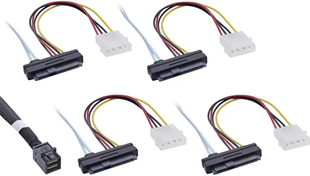 InLine Mini SAS HD Kabel SFF-8643 naar 4x SFF-8482 0,5m