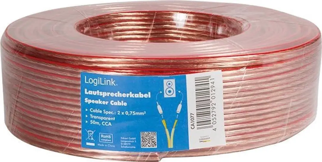 Logilink Speakerkabel CA1077 50m - 2x 0,75mm² Transparant