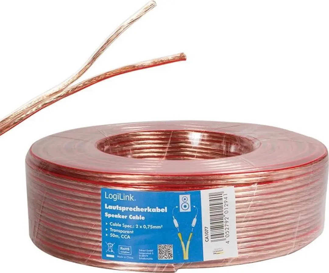 Logilink Speakerkabel CA1077 50m - 2x 0,75mm² Transparant