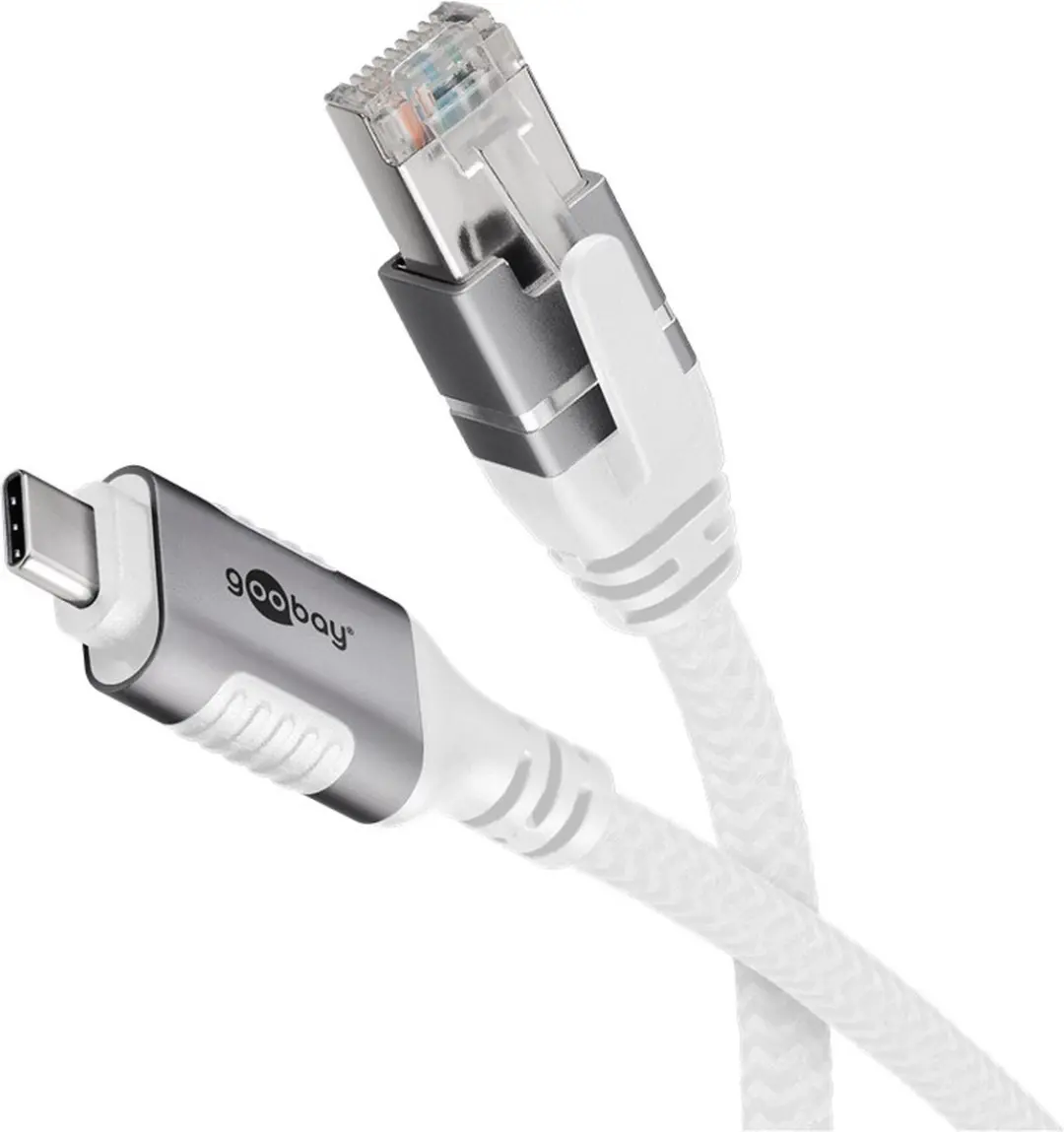 Goobay USB-C naar RJ45 Gigabit Ethernet Kabel 2m - Wit