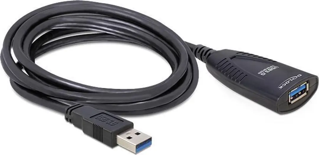 Delock USB 3.0 Actieve Verlengkabel 5m - Zwart