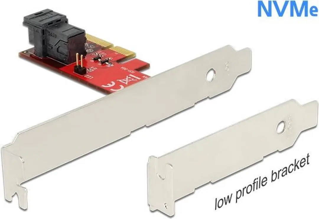 Delock PCIe x4 Kaart 1x SFF-8643 NVMe - Zilver/Rood