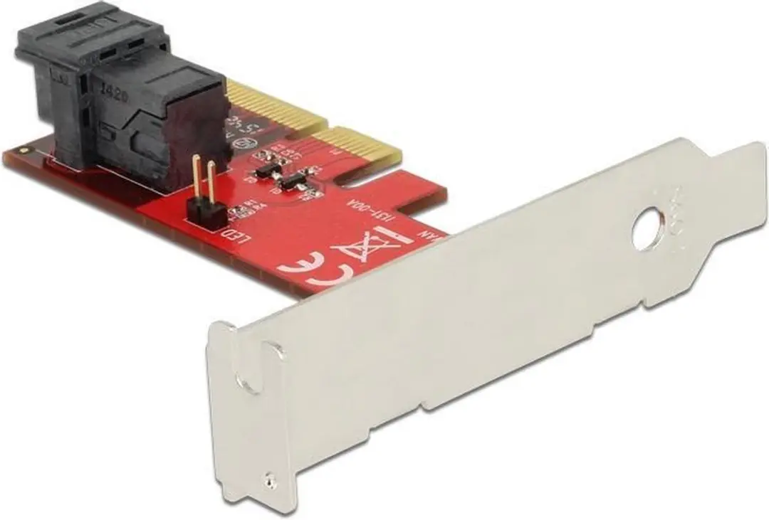 Delock PCIe x4 Kaart 1x SFF-8643 NVMe - Zilver/Rood