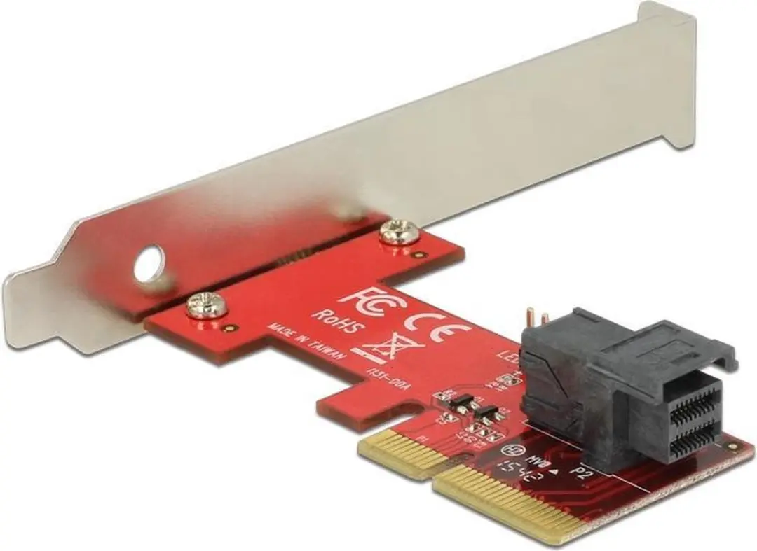 Delock PCIe x4 Kaart 1x SFF-8643 NVMe - Zilver/Rood - afbeelding 6 van 6