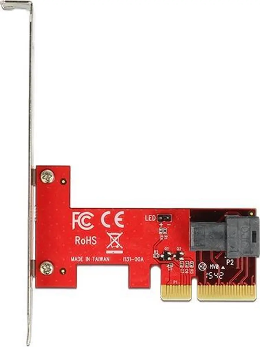 Delock PCIe x4 Kaart 1x SFF-8643 NVMe - Zilver/Rood