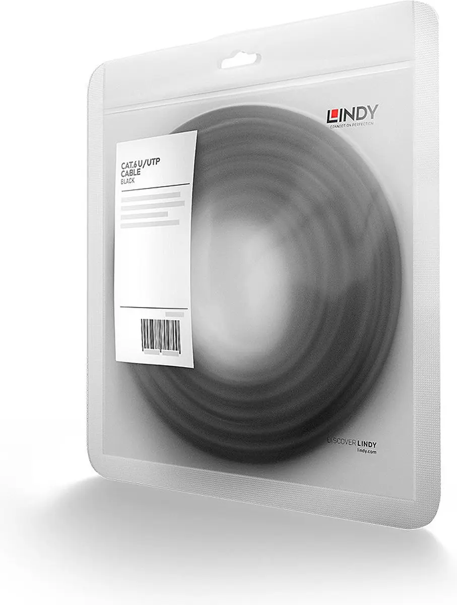 Lindy 48075 Netwerkkabel Cat6 U/UTP - 0,3m - Zwart