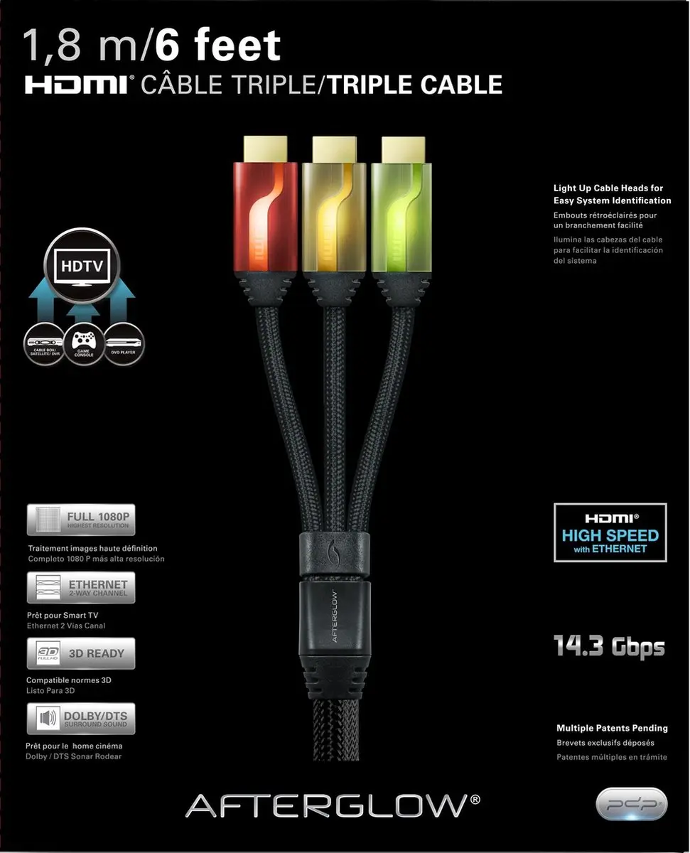 PDP Afterglow HDMI Kabel 3x 1.80m