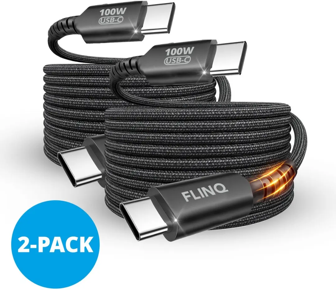 FlinQ 2x USB-C naar USB-C Kabel 100W