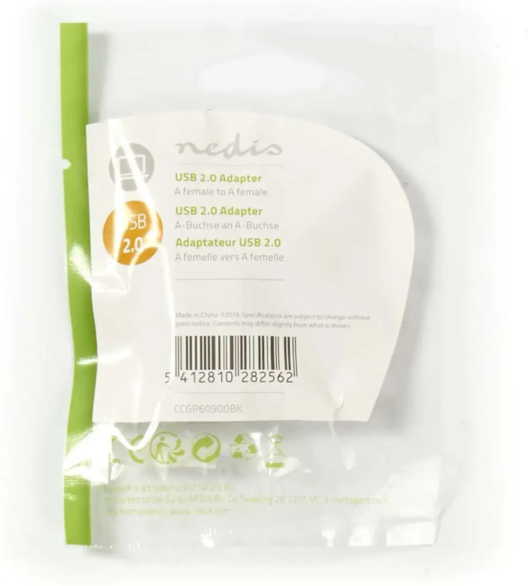 Nedis USB-A Adapter USB 2.0 CCGP60900BK - Zwart